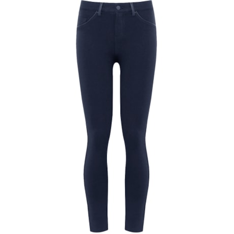 CALÇA MONTARIA 5 POCKETS DETALHE EM COURO - AZUL