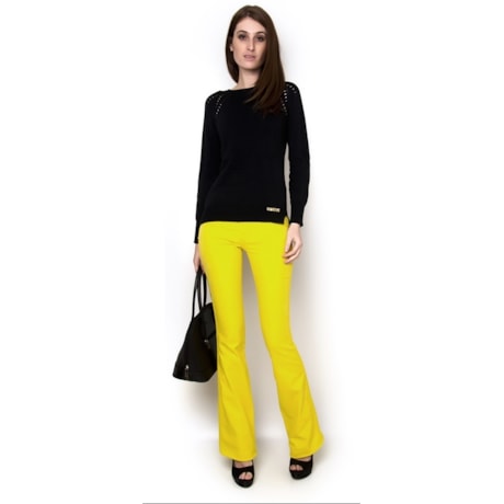 CALÇA SARJA FLARE - AMARELO