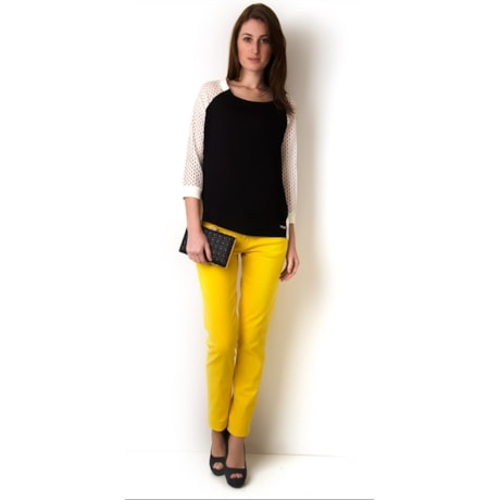 CALÇA SARJA SKINNY ESPATULADA - AMARELO