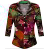CAMISA AJUSTADA C/ AZELHA E MANGAS 3/4 TUCANO FLOR - PRETO