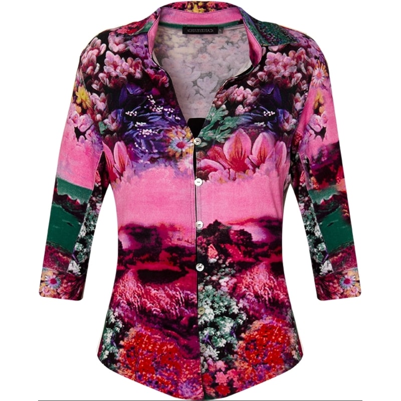 CAMISA AJUSTADA C/ AZELHA E MANGAS 3/4 TUCANO FLOR - ROSA
