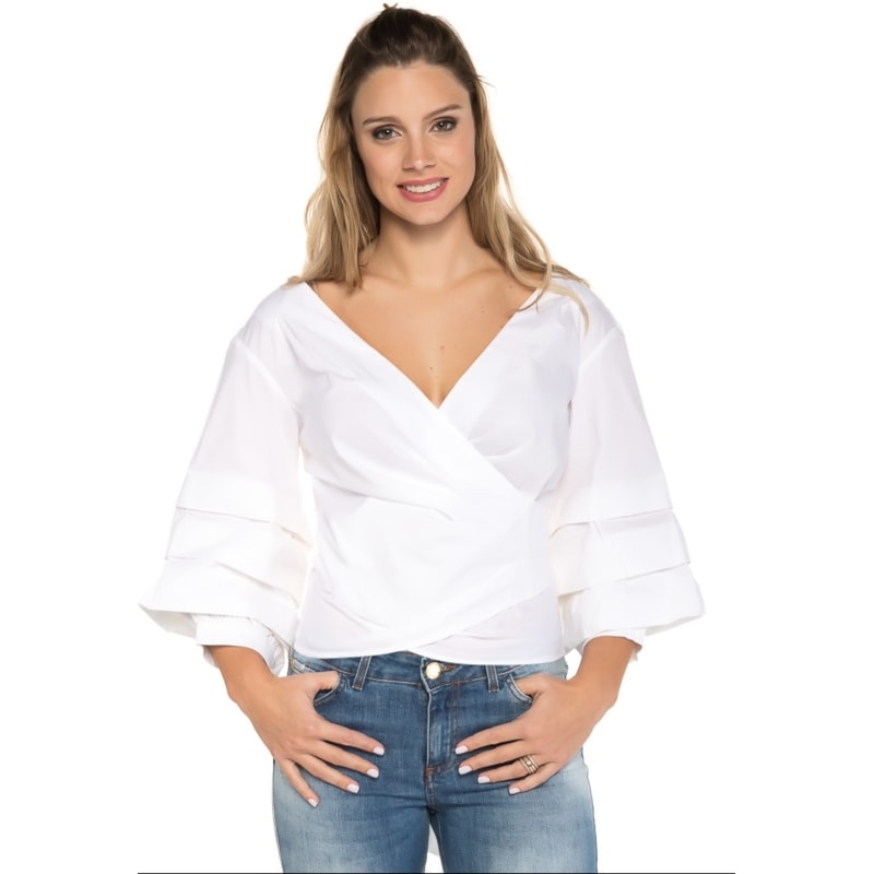 CAMISA AMISSIMA CACHECOUR MANGA DRAPEADA - BRANCO