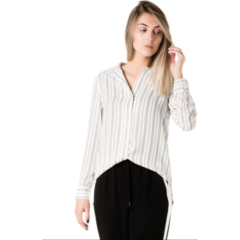 CAMISA AMÍSSIMA CREPE RISCA DE GIZ - BRANCO