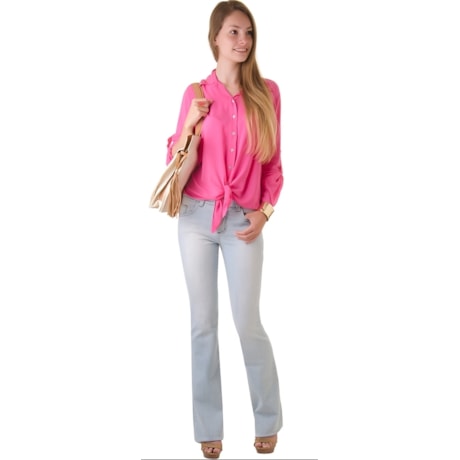 CAMISA AMPLA MANGA SINO YOLLA - PINK