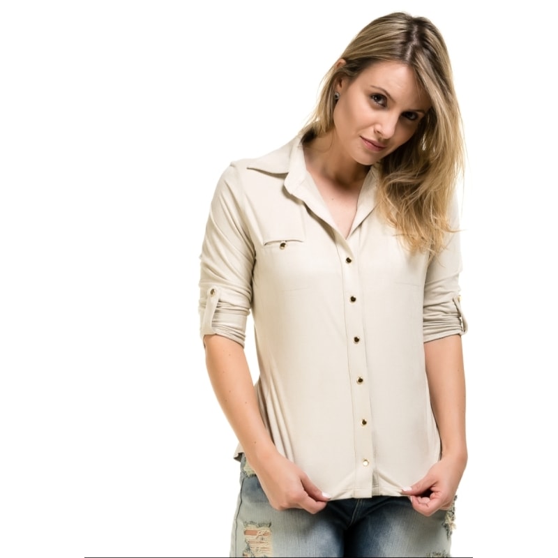 CAMISA ARIBANA CAPITOLLIUM EXCLUSIVE SUEDE - BEGE