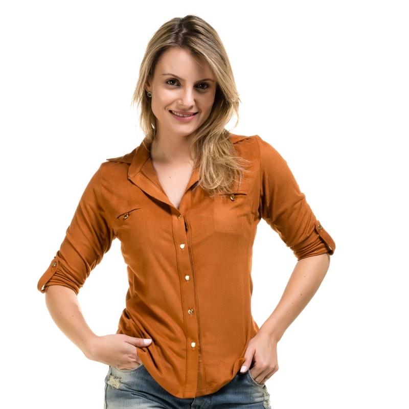 CAMISA ARIBANA CAPITOLLIUM EXCLUSIVE SUEDE - CARAMELO