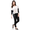 CAMISA BLOCK CAPITOLLIUM EXCLUSIVE CROPPED  COM BOLSOS E MANGA LONGA - OFF WHITE/PRETO