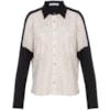 CAMISA BLOCK CAPITOLLIUM EXCLUSIVE CROPPED  COM BOLSOS E MANGA LONGA - OFF WHITE/PRETO