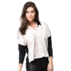 CAMISA BLOCK CAPITOLLIUM EXCLUSIVE CROPPED  COM BOLSOS E MANGA LONGA - OFF WHITE/PRETO