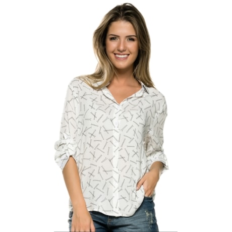 CAMISA CAPITOLLIUM ESTAMPA GRAMPOS - BRANCO
