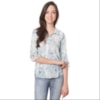 CAMISA  CHIFFON CAPITOLLIUM  FLORAL MANGA ABERTA - AZUL
