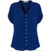 CAMISA CREPE BOTÕES EM METAL M/C - AZUL ROYAL