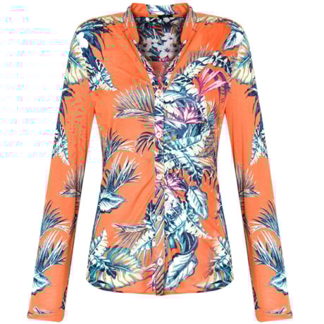 CAMISA MALHA FOLHAS MIX - LARANJA CAMISA MALHA FOLHAS MIX - LARANJA