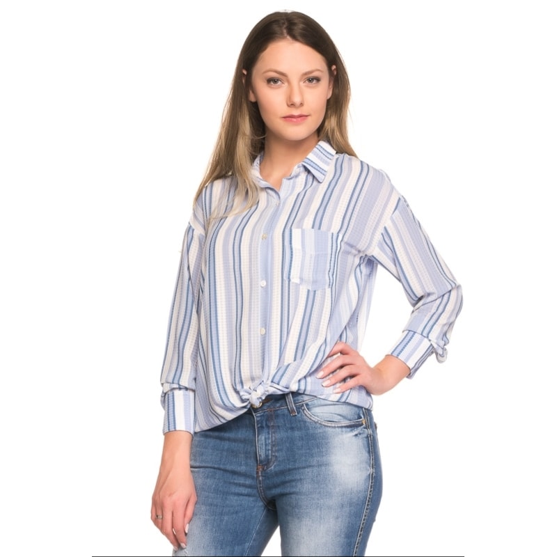 CAMISA NICE CLUB CREPE  LISTRAS - AZUL