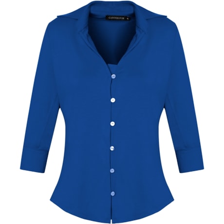 CAMISA PENÉLOPE AJUSTADA LISA - AZUL ROYAL