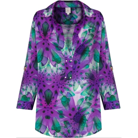 CAMISA VISCOSE ESTAMPA PLANCTON - ROXO