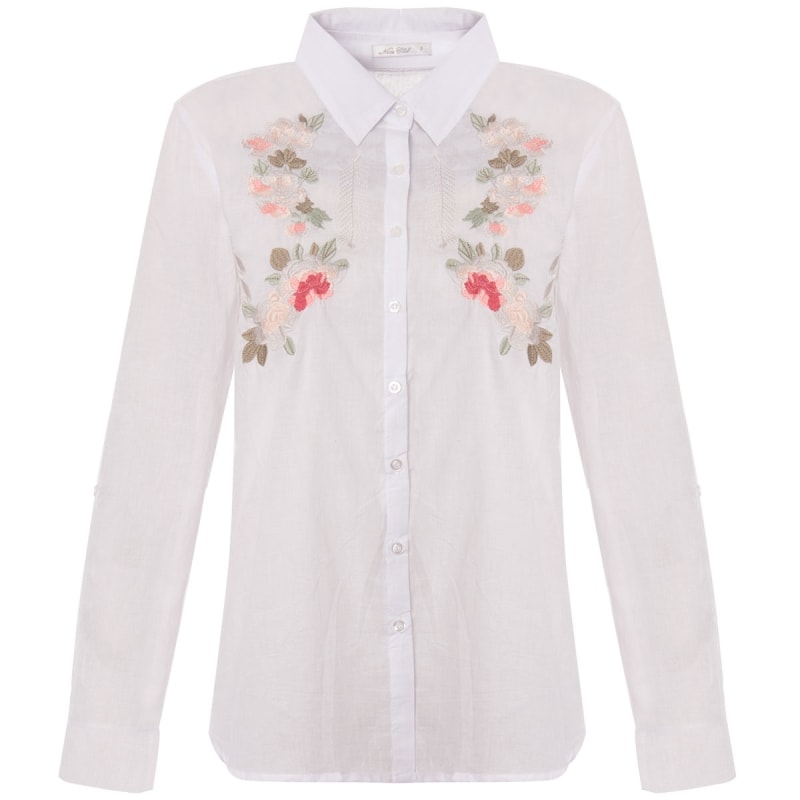 CAMISA VOIL CAPITOLLIUM BORDADO FLORES - BRANCO
