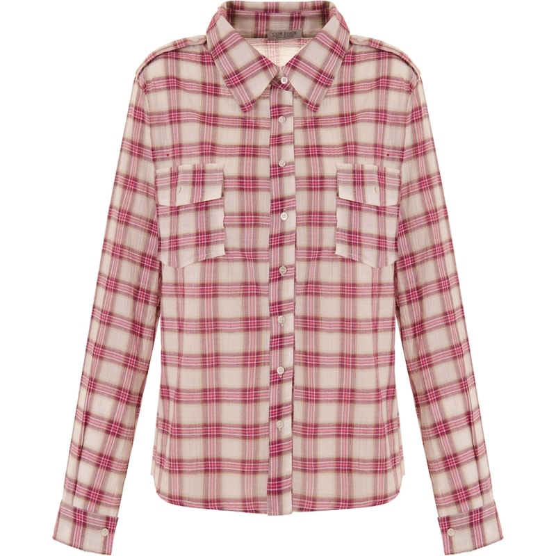 CAMISA XADREZ COM BOLSOS E MARTINGALE LIZ - ROSA