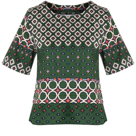 CANTÃO - BLUSA CROPPED AMPLA ESTAMPADA - VERDE
