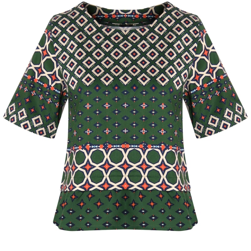 CANTÃO - BLUSA CROPPED AMPLA ESTAMPADA - VERDE