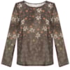 CANTÃO - BLUSA ESTAMPA GARDEN MANGA LONGA COM RENDA - MARROM