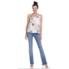 CANTÃO - BLUSA ESTAMPA TROPICAL ALÇAS FINAS - OFF WHITE