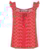 CANTÃO - BLUSA ESTAMPADA DECOTE QUADRADO DETALHE NERVURAS - VERMELHO