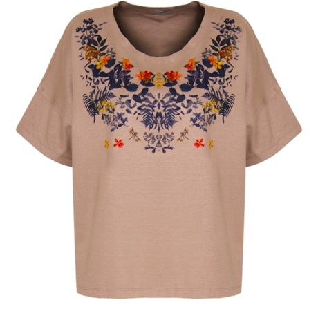CANTÃO - BLUSA M/C MOLETOM CROPPED SILK BORDADO - KHAKI CANTÃO - BLUSA M/C MOLETOM CROPPED SILK BORDADO - KHAKI