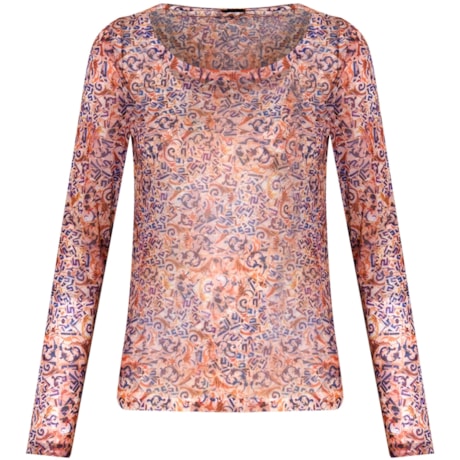 CANTÃO - BLUSA MALHA M/L SILK MOSAICO - LARANJA CANTÃO - BLUSA MALHA M/L SILK MOSAICO - LARANJA