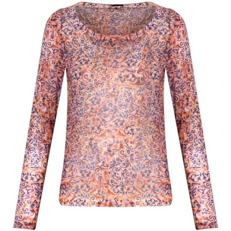 CANTÃO - BLUSA MALHA M/L SILK MOSAICO - LARANJA