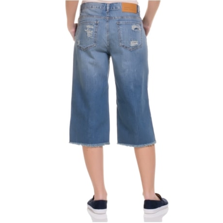 CANTÃO - CALÇA JEANS CROPPED STONADA RASGOS - JEANS