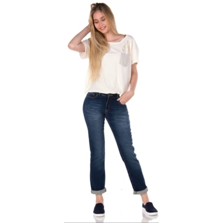 CANTÃO - CALÇA JEANS RETA STONADA COMFORT MOLETOM - STONADO