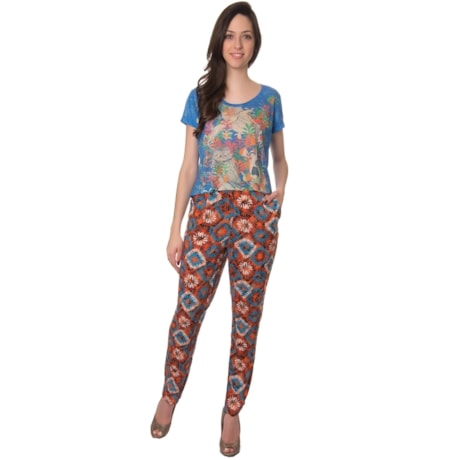 CANTÃO - CALÇA JOGGER ESTAMPADA - LARANJA