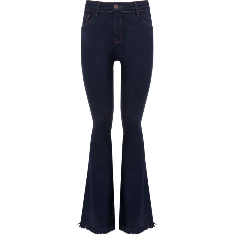 CANTÃO - CALÇA SARJA FLARE CÓS ALTO - AZUL