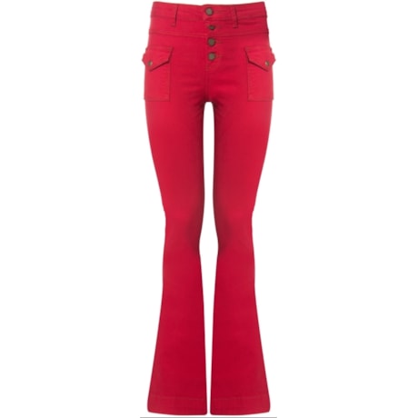 CANTÃO - CALÇA SARJA FLARE DETALHE BOTÕES - VERMELHO