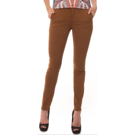CANTÃO - CALÇA SARJA SKINNY DETALHE ALFAIATARIA - CAMELO