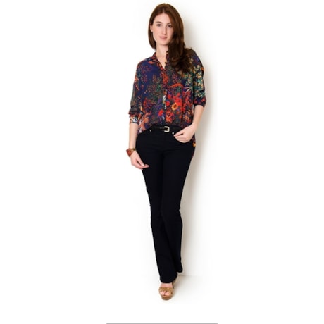 CANTÃO - CAMISA M/L VISCOSE SILK JOAQUINA - MARINHO