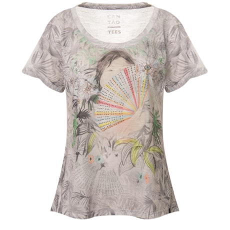 CANTÃO - CAMISTEA T-SHIRT SILK LEQUE - CINZA