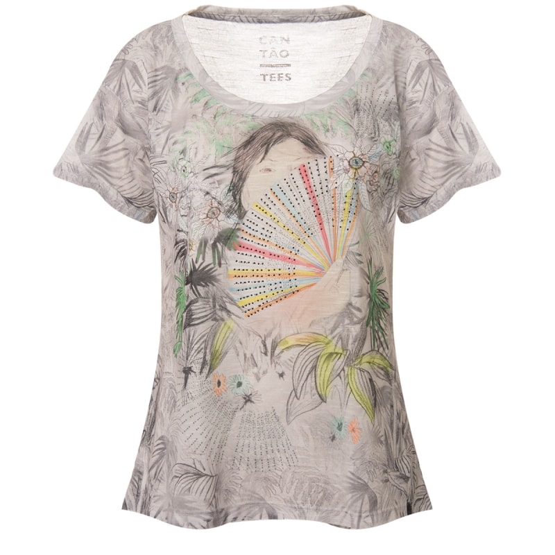 CANTÃO - CAMISTEA T-SHIRT SILK LEQUE - CINZA