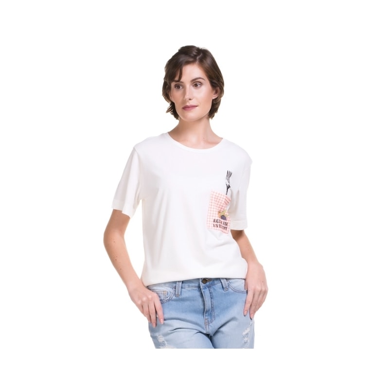 CANTÃO - T-SHIRT ALGODÃO ESTAMPA CUCINA - OFF WHITE