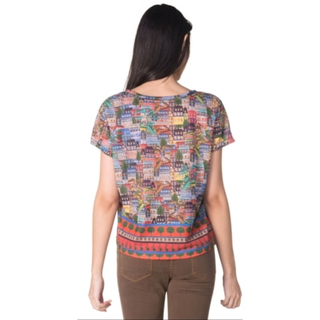 CANTÃO - T-SHIRT CROPPED ESTAMPADA COM APLICAÇÃO - VERDE