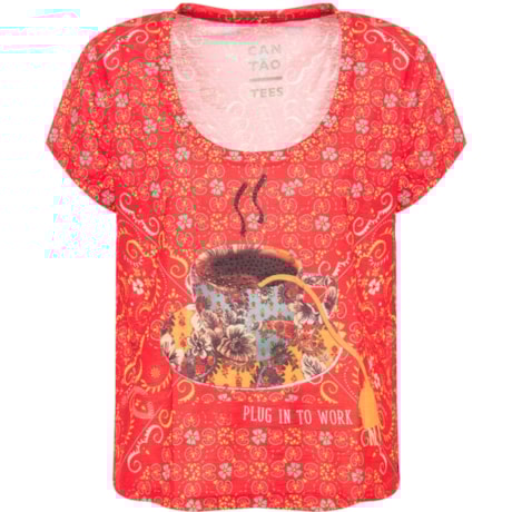 CANTÃO - T-SHIRT CROPPED SILK XICARA - VERMELHO