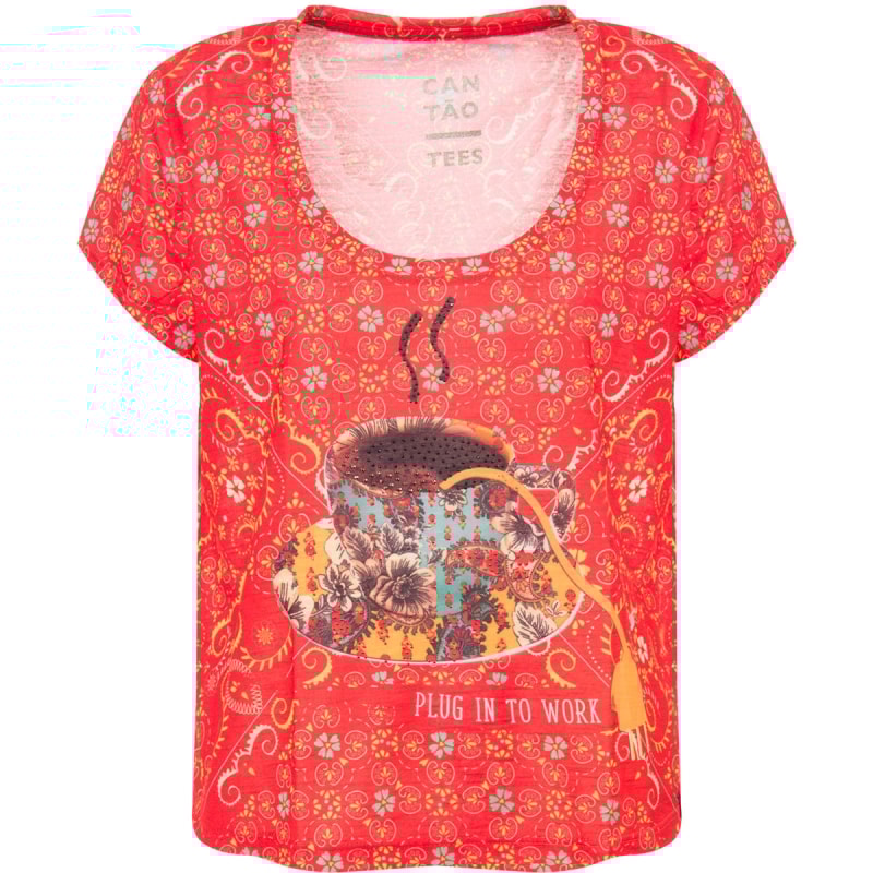 CANTÃO - T-SHIRT CROPPED SILK XICARA - VERMELHO