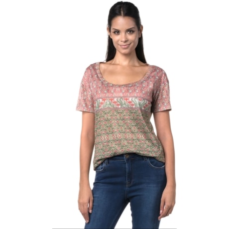 CANTÃO - T-SHIRT ESTAMPA MINI FLORES - VERDE