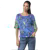 CANTÃO - T-SHIRT ESTAMPA PÁSSAROS BICOLOR - AZUL