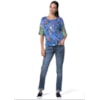 CANTÃO - T-SHIRT ESTAMPA PÁSSAROS BICOLOR - AZUL