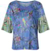 CANTÃO - T-SHIRT ESTAMPA PÁSSAROS BICOLOR - AZUL
