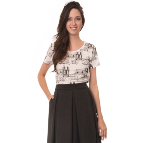 CANTÃO - T-SHIRT ESTAMPA P&B - P&B