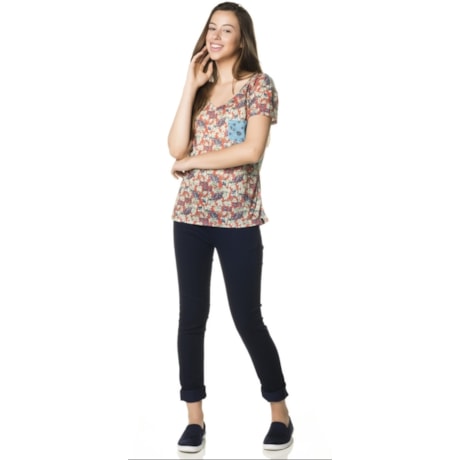 CANTÃO - T-SHIRT ESTAMPA PRIMAVERA COM BOLSO - VERMELHO CANTÃO - T-SHIRT ESTAMPA PRIMAVERA COM BOLSO - VERMELHO