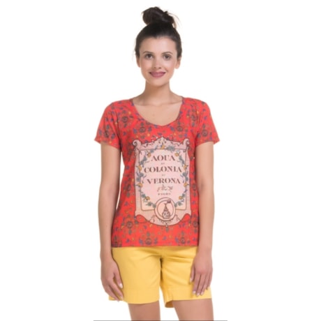 CANTÃO - T-SHIRT ESTAMPA RÓTULO VINTAGE - VERMELHO